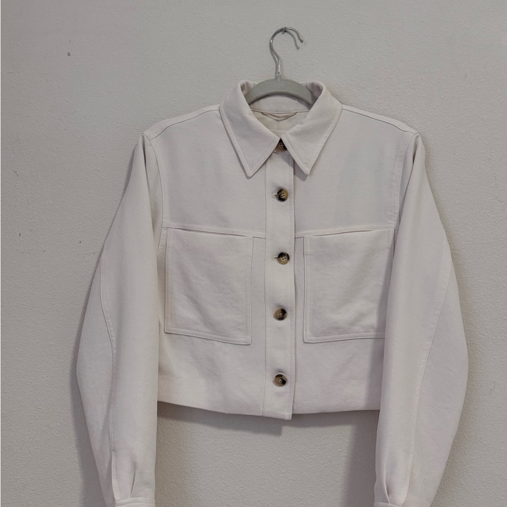 Aritzia White Cropped Button-Front Jacket - image 2